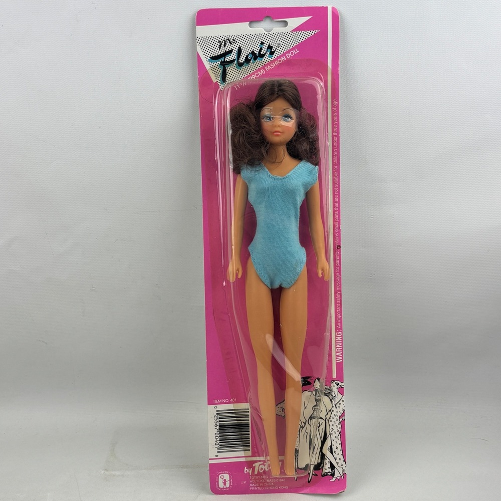 Vintage Totsy Ms. Flair Fashion Doll 11.5" Brown Hair Blue Eyes Brunette Leotard